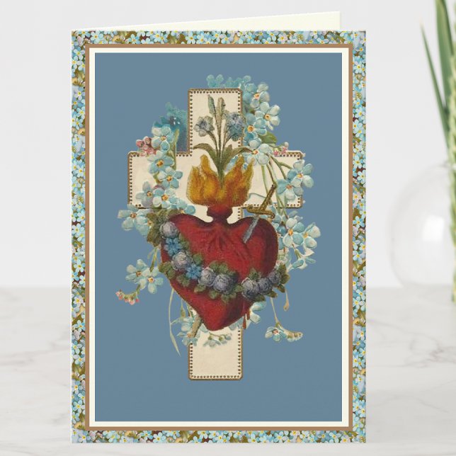 Carte Immaculé Coeur Vierge Marie Croix florale (Créateur téléchargé)