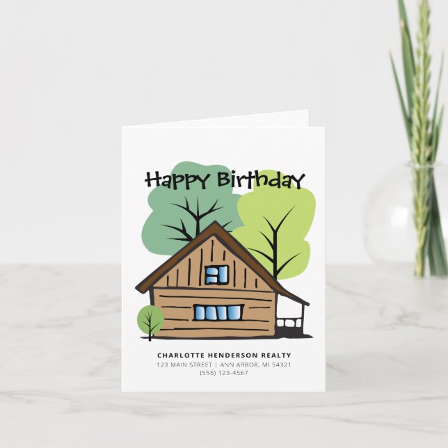 Carte Immobilier Client Joyeux Anniversaire Dessiné À La (Devant)