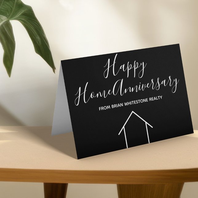 Carte Immobilier Happy Home Anniversaire Noir moderne (Créateur téléchargé)