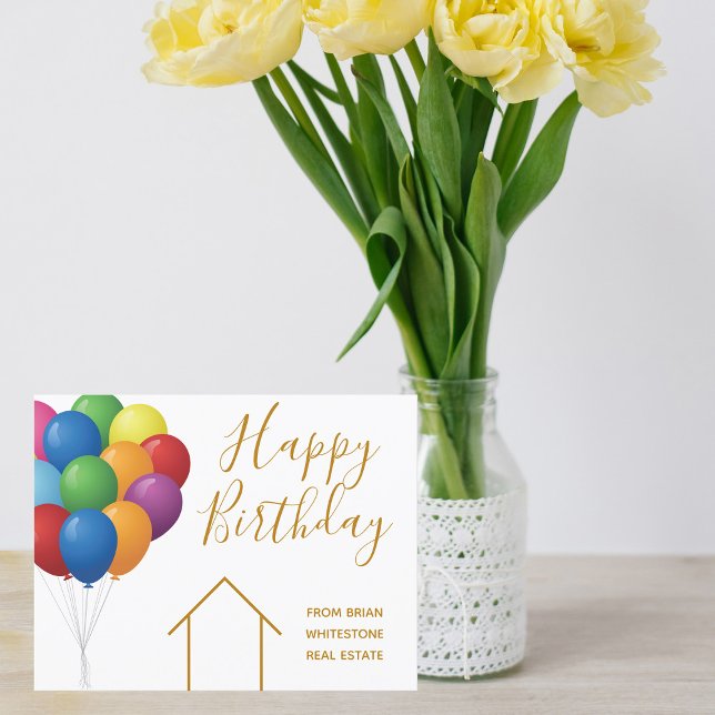 Carte Immobilier Joyeux Ballons d'anniversaire Elégant O (Créateur téléchargé)
