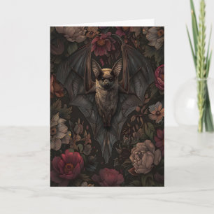 Carte Impression gothique botanique de chauve-souris, Da