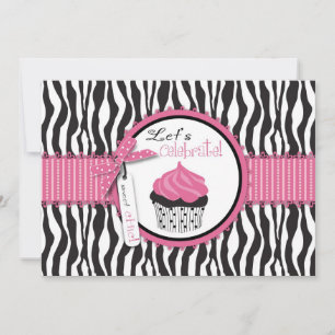 Carte Impression zèbre et gâteau d'anniversaire