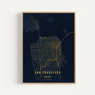 Carte imprimée de San Francisco, affiche de décora