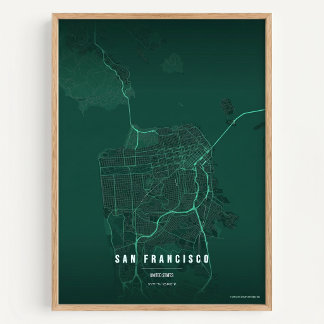 Carte imprimée de San Francisco Poster décoration 