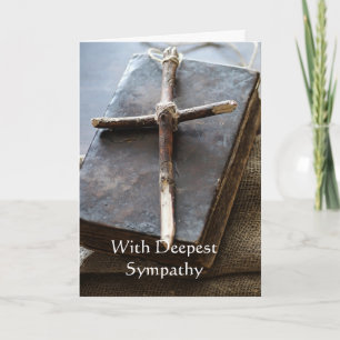 Carte In Deepest Sympathy Cross, Bible Scripture Card