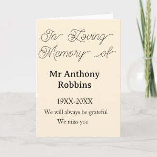 Carte In Loving memory of name funeral memory keepsake