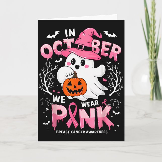 Carte In October We Wear Nk Funny Halloween Ghost Breast (Devant)