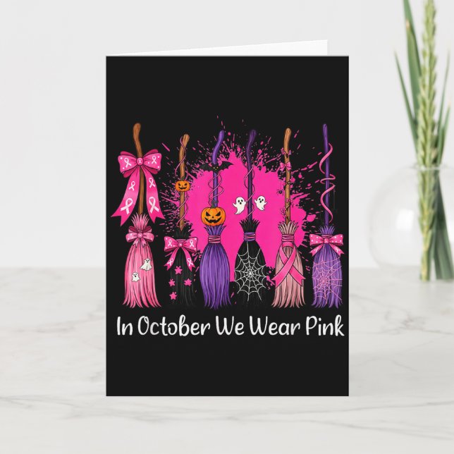 Carte In October We Wear Nk Witch Broom Breast Cancer Ha (Devant)