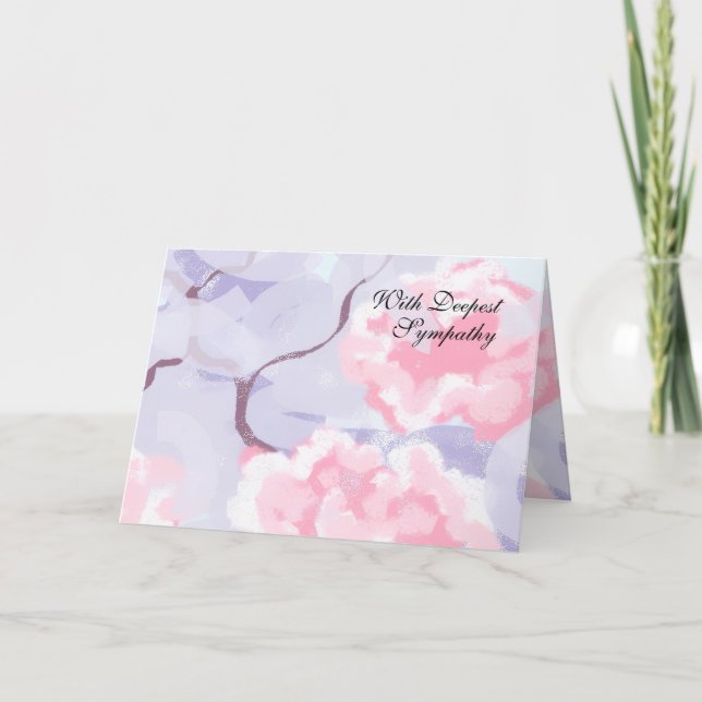 Carte In Sympathy : Pink Roses within a Winters Frost . (Devant)