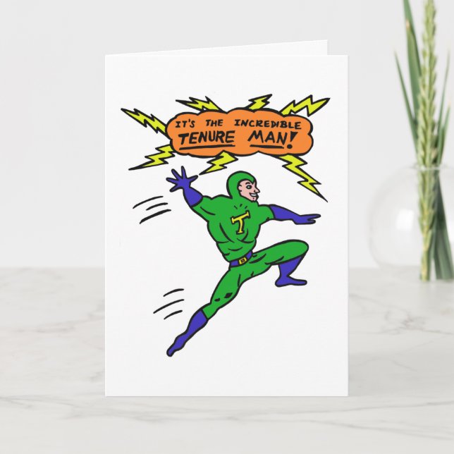 Carte Incroyable Tenure Man Superhero Cartoon Dessins am (Devant)