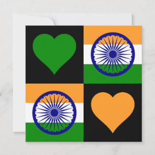 Carte Inde Drapeau Coeur patriotique Salutation indienne
