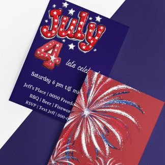 Carte Independence Day July 4th Party Invite 