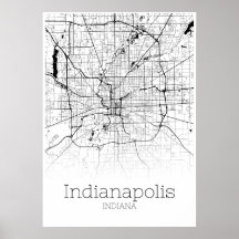 Carte Indianapolis - Indiana - Poster de la carte 