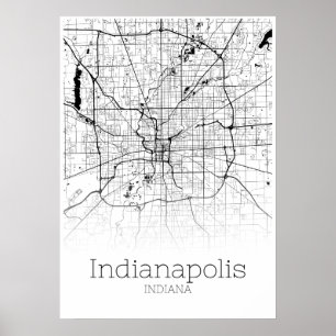 Carte Indianapolis - Indiana - Poster de la carte 