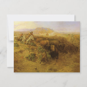 Carte Indiens vintage, chasse aux buffles par CM Russell