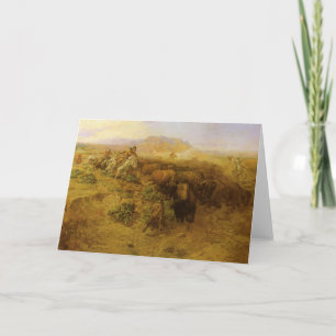 Carte Indiens vintages, Chasse au bison par CM Russell