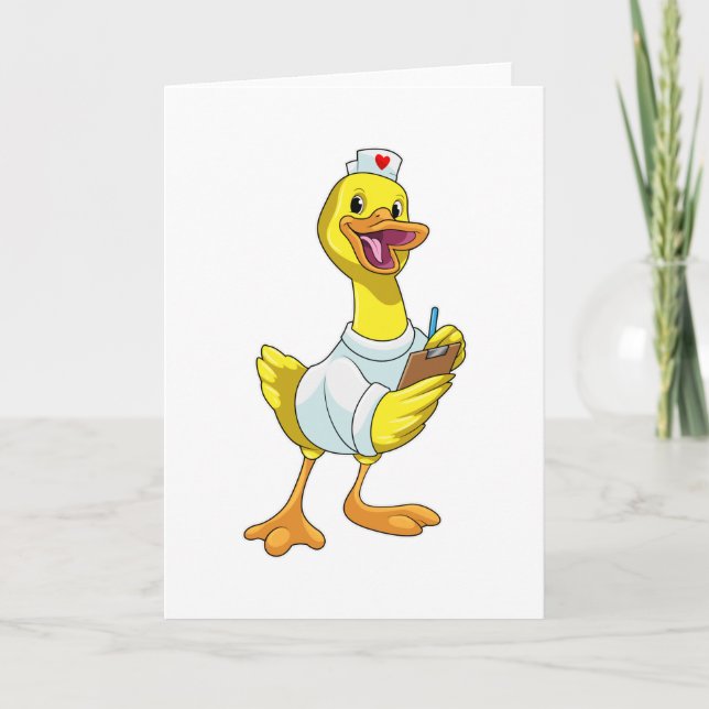Carte Infirmière Canard avec cœur (Devant)