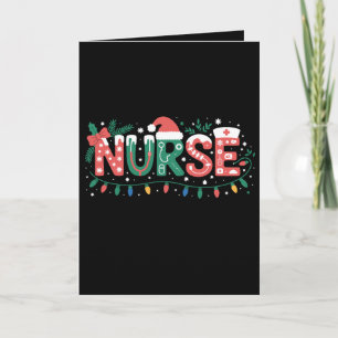 Carte Infirmière de Noël Chapeau du Père Noël Stéthoscop
