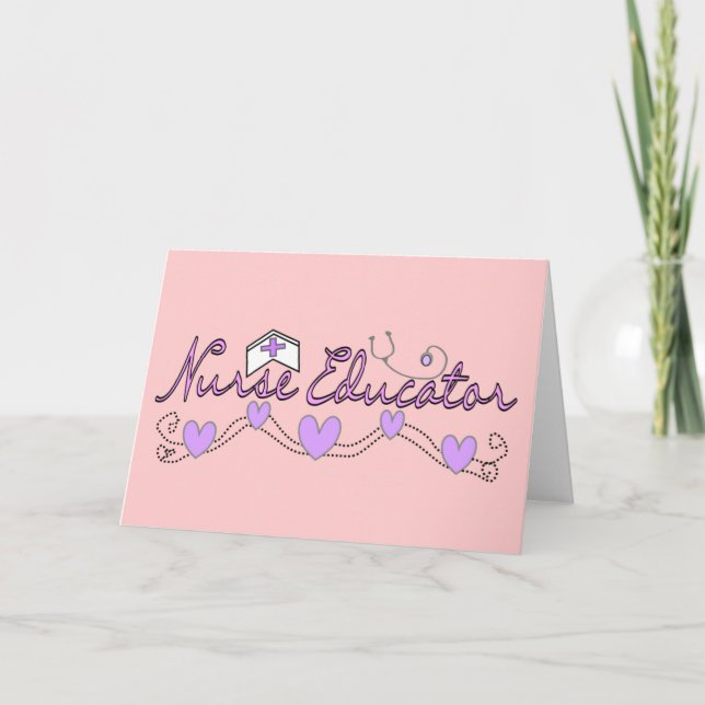 Carte Infirmière éducatrice Conception des Coeurs Rose (Devant)