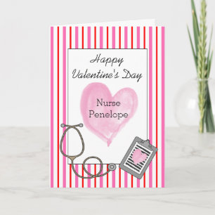 Carte Infirmière Heureuse Sainte-Valentin de coeur rose