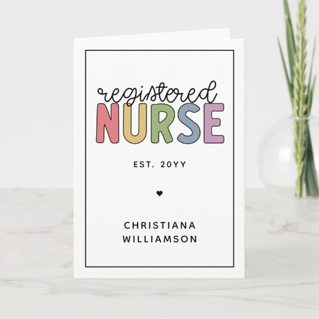 Carte Infirmière inscrite sur mesure Colorful Graduation (Devant)