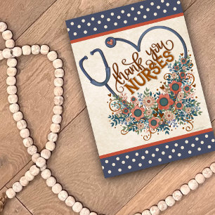 Carte Infirmière Jolie Floral Coeur Merci Inspirivité