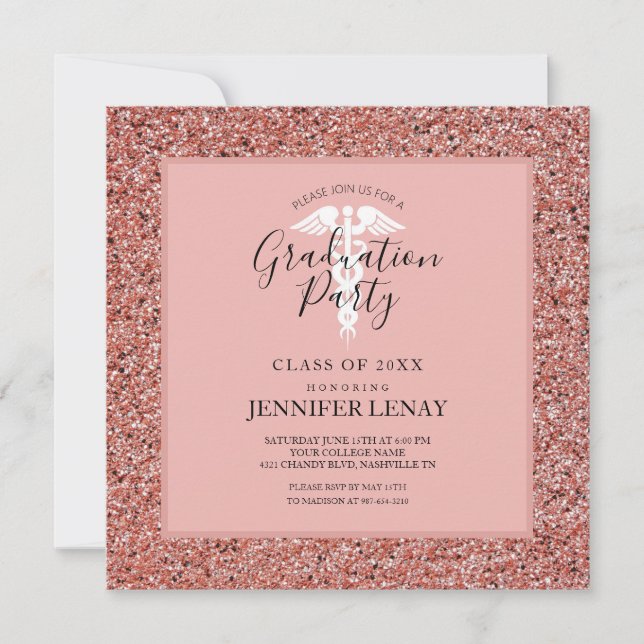 Carte Infirmière Pink Rose Rose Gold Parti Médicale (Devant)