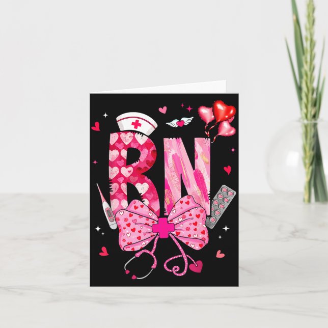 Carte Infirmière Valentine Coquette Arc Stéthoscope Fill (Devant)