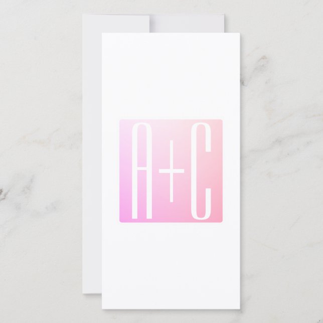 Carte Initiales de couple | Gradation rose subtile (Devant)