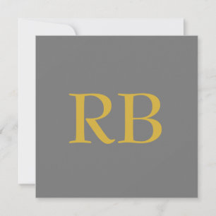 Carte Initiales du monogramme couleur or gris moderne