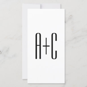 Carte Initiales élégantes de couples modernes   Blanc et