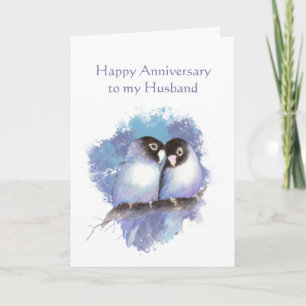 Carte Inséparables bleus du mari à un joyeux anniversair