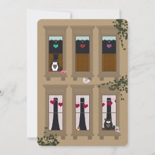 Carte Inséparables et chats Brownstone Windows Valentine