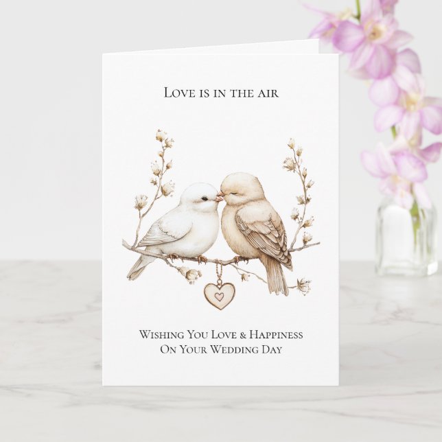 Carte Inséparables romantiques Mariage de coeur (Orchidée)