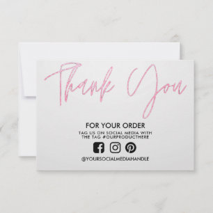 Carte Insertion de média personnalisé Merci rose
