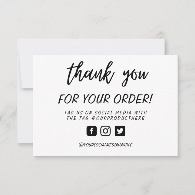 Carte Insertion de support de Merci personnalisé manuscr (Devant)