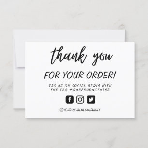 Carte Insertion de support de Merci personnalisé manuscr