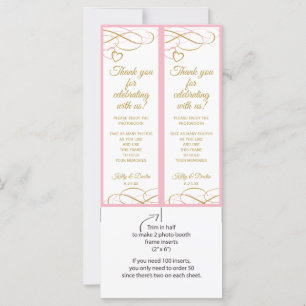 Carte Insertions de cadres de cabine photo mariage (rose