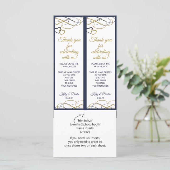 Carte Insertions mariages de la cabine photo - Dark Navy (Debout devant)