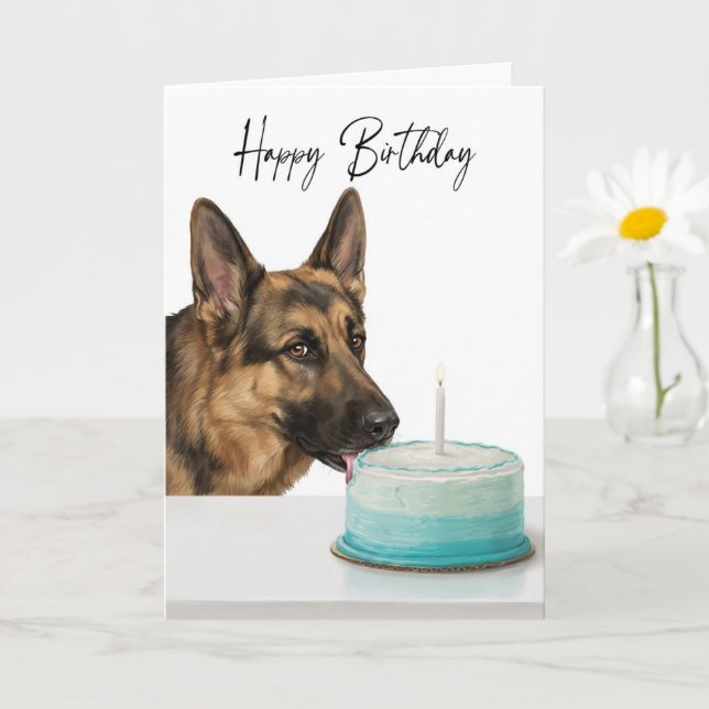 Carte Inspecteur de gâteau d'anniversaire de Berger Alle (Petite plante)