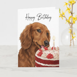 Carte Inspecteur de gâteau d'anniversaire de teckel