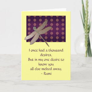 Carte Inspiration Dragonfly & Rumi Citation