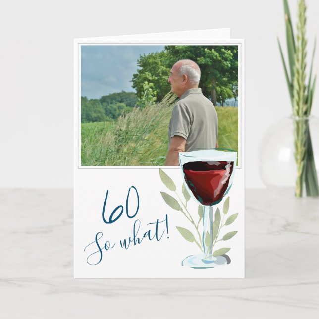 Carte Inspirational Red Wine 60th Birthday Photo (Devant)