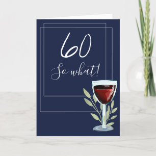 Carte Inspirational Red Wine Navy Blue 60e anniversaire