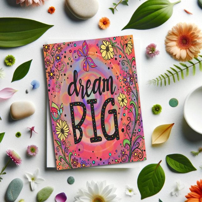 Carte Inspirationnel Joli Rêve Floral Gros Papillon (Créateur téléchargé)