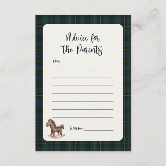 Carte Inspired Baby Shower Advice Card (Devant)