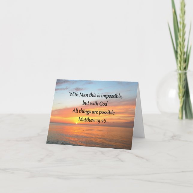 CARTE INSPIRING MATTHEW 19:26 CONCEPTION DU SOLEIL (Devant)