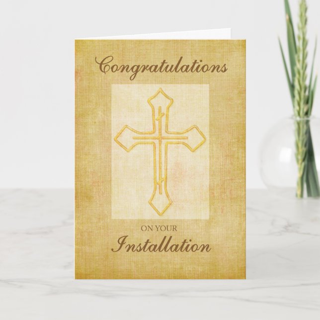 Carte Installation de félicitations, Croix religieuse (Devant)