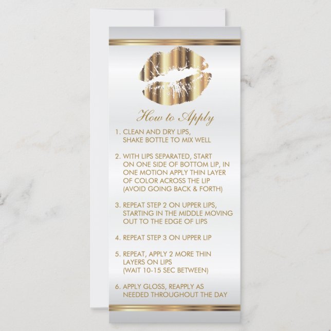 Carte Instructions sur la lèvre métal d'or 2 (Devant)
