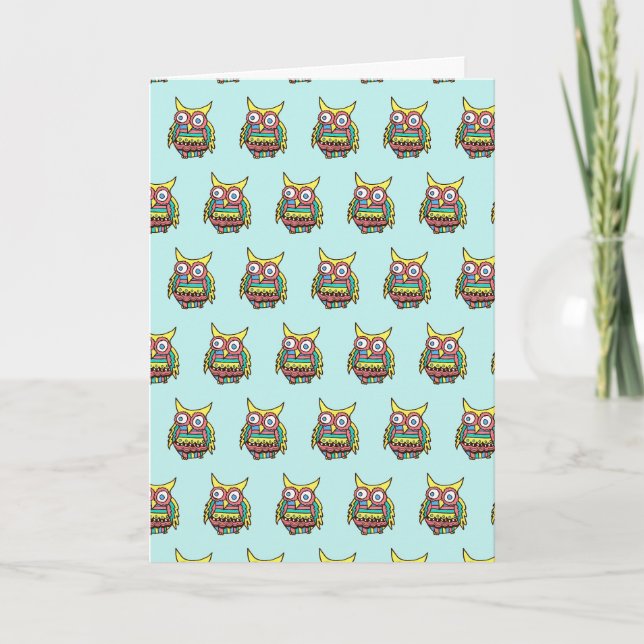 Carte intérieure blanche de hibou (Devant)